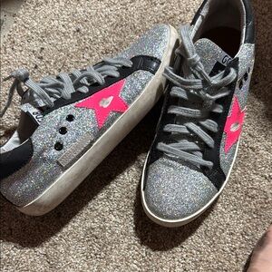Glitter Sneakers with Pink Star Accent